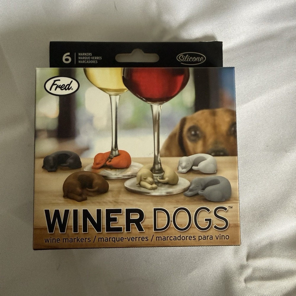 Dachshund Winer Dog Charms Wine Glass Markers by Fred Winer Set of 6 Drink Party